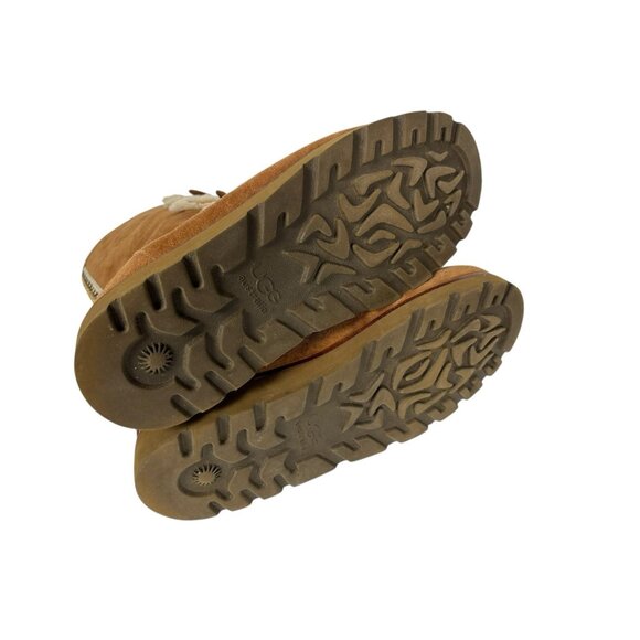 UGG Rommy Boots Womens 8 Tan Brown Suede Shearling Mid-Calf Lace-Up Nordic 3219 - Picture 6 of 14